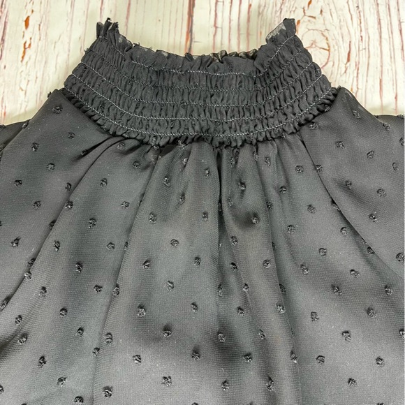 Black Polka Dot Sheer Blouse - Picture 6 of 9
